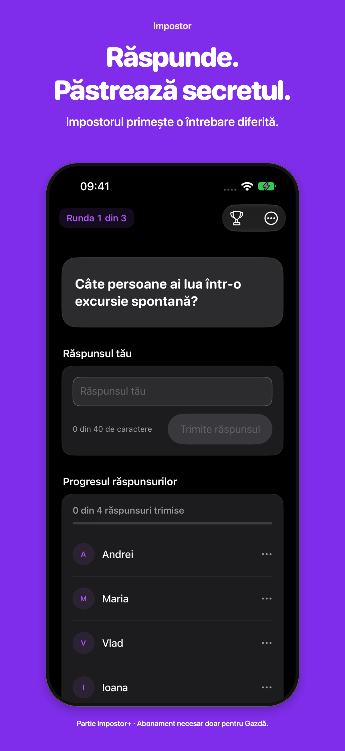 Impostor private question and short-answer input in Romanian