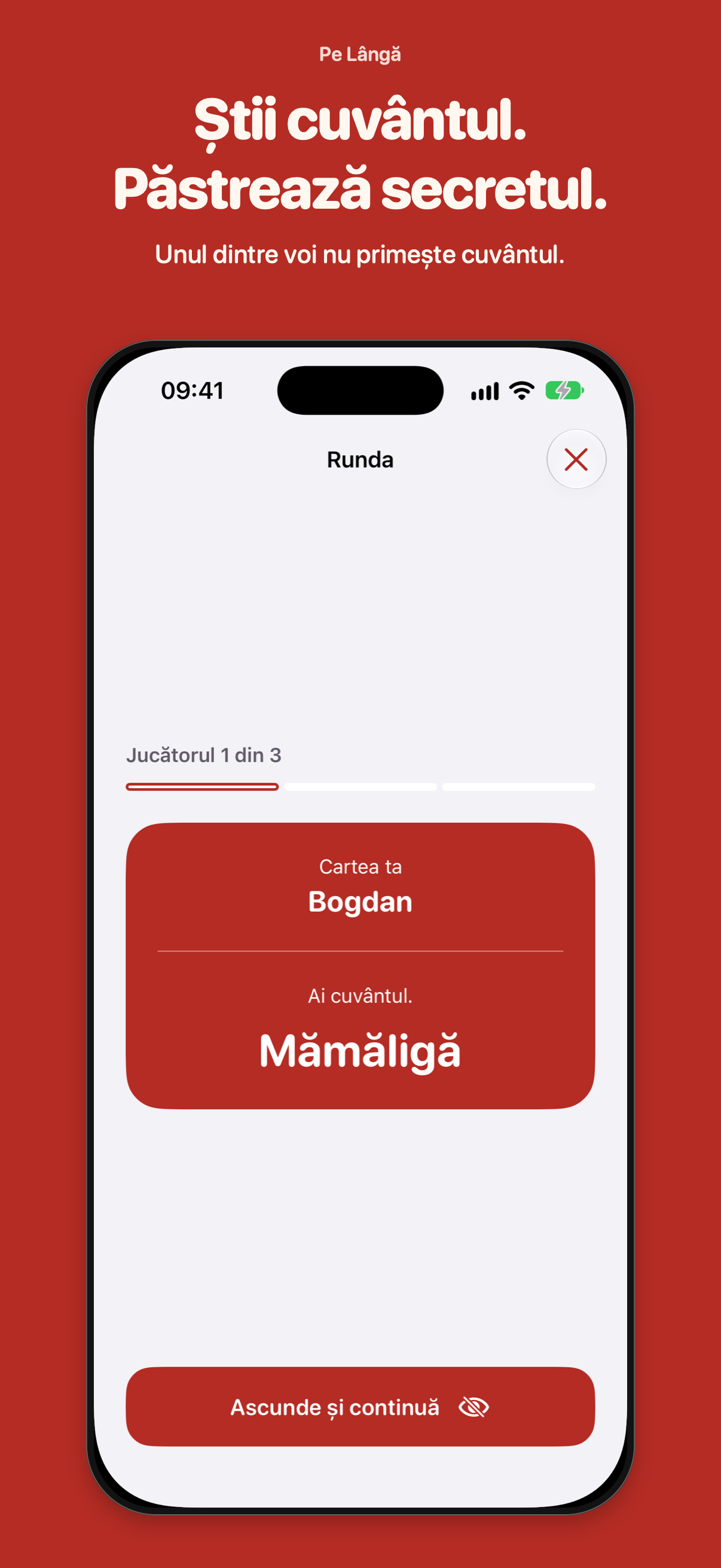 Pe Lângă private card showing Bogdan the Romanian word Mămăligă